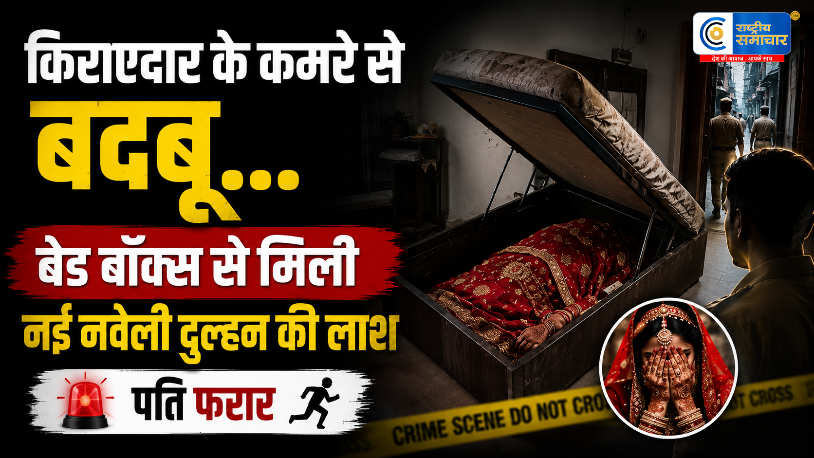 किराएदार के कमरे से आ रही थी बदबू :बेड बॉक्स से मिली नई नवेली दुल्हन की लाश, पति फरार 