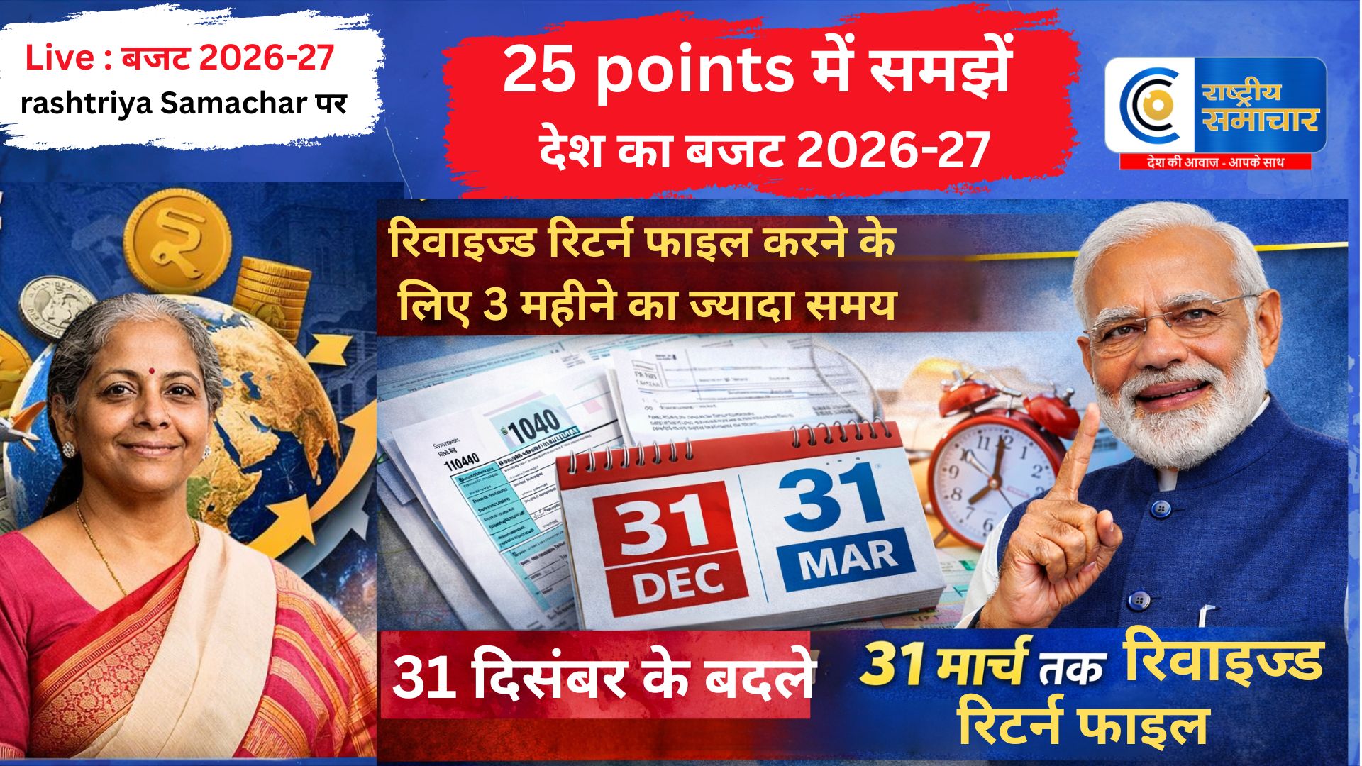 Budget 2026 big highlights :बजट में इनकम टैक्स स्लैब में कोई बदलाव नहीं। रिवाइज्ड रिटर्न फाइल करने के लिए 3 महीने का समय ज्यादा 