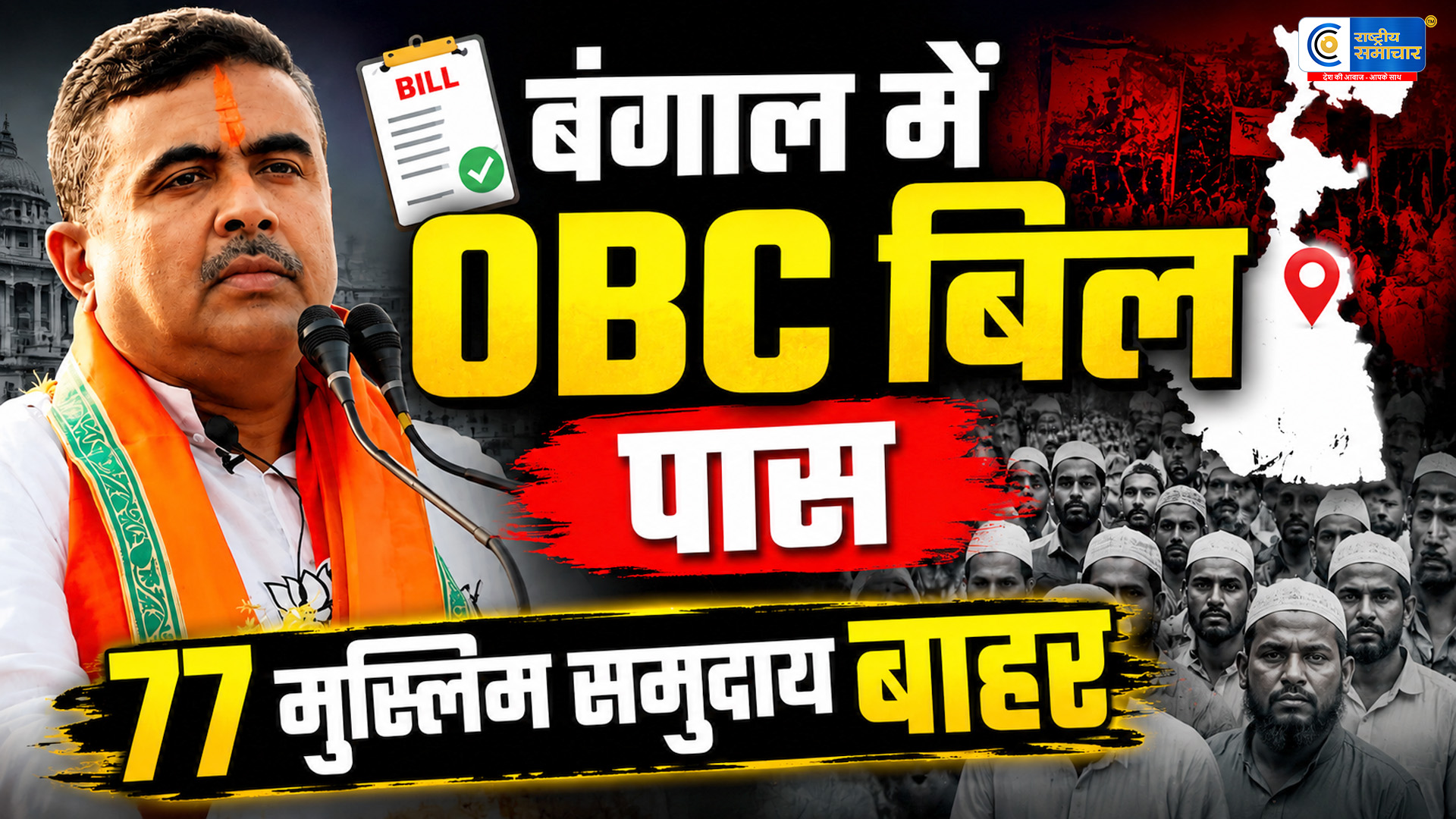 पश्चिम बंगाल में OBC संशोधन बिल पास77 मुस्लिम समुदाय OBC सूची से बाहर,आरक्षण 7% हुआ