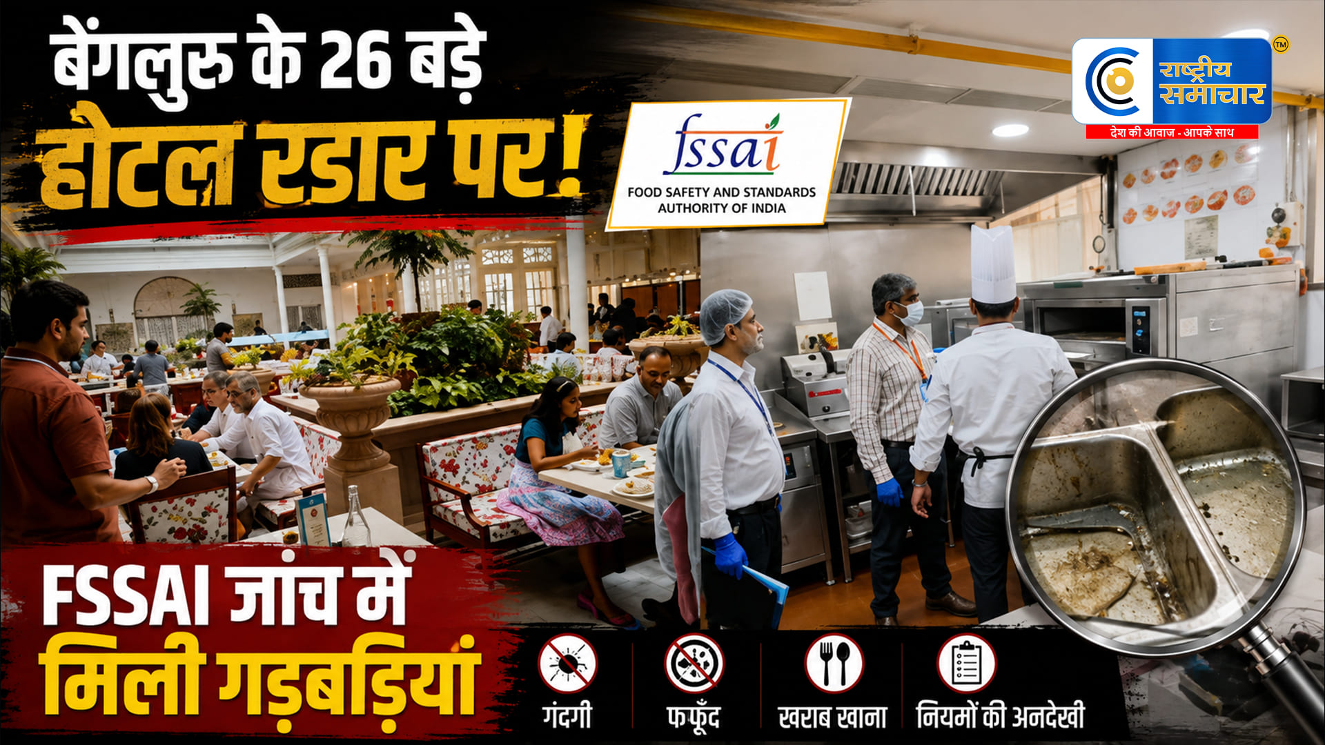 बेंगलुरु के 26 बड़ेहोटलों पर FSSAI की जांच, खाने के सैंपल लिए; कई खामियां मिलीं