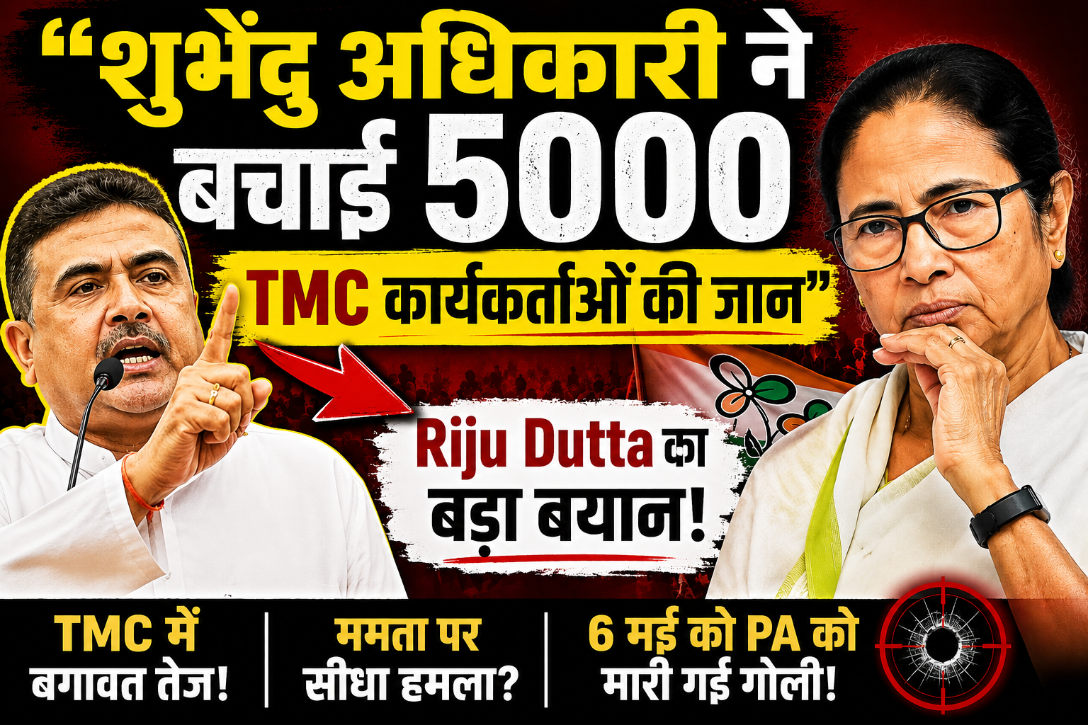 निलंबित नेता Riju Dutta का बड़ा दावा, कहा - Suvendu Adhikari ने बचाई 5000 TMC कार्यकर्ताओं की जान , TMC में बगावत तेज!